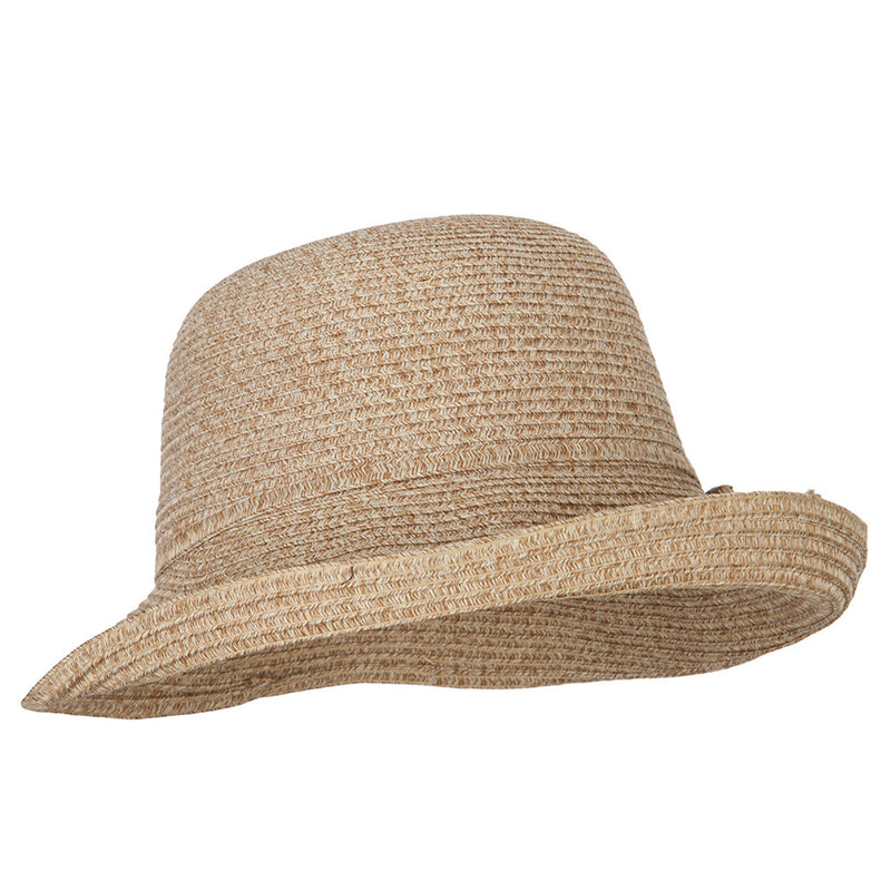 Women's Polyester Braid Asymmetrical Brim Bowler Hat