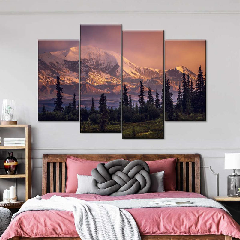 Denali Mountains And Forest Wall Art