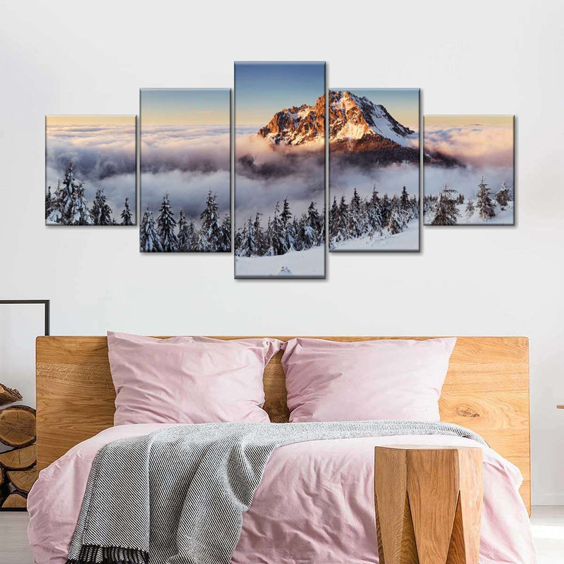 Snow Mountain Sunset Wall Art