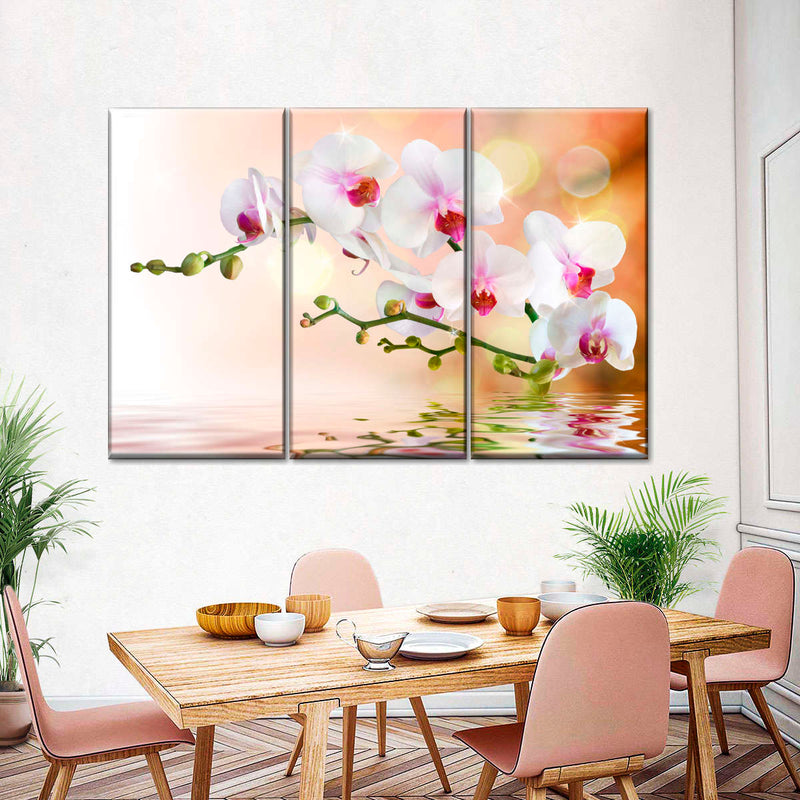 Orchid Flowers On Water Wall Art