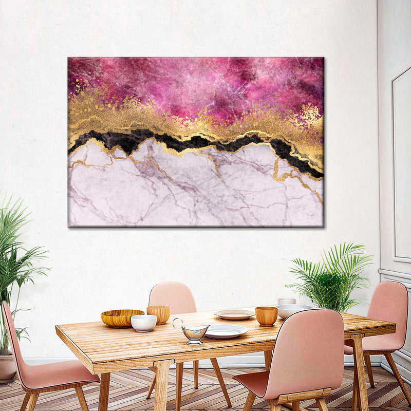 Pink And Gold Abstract Wall Art