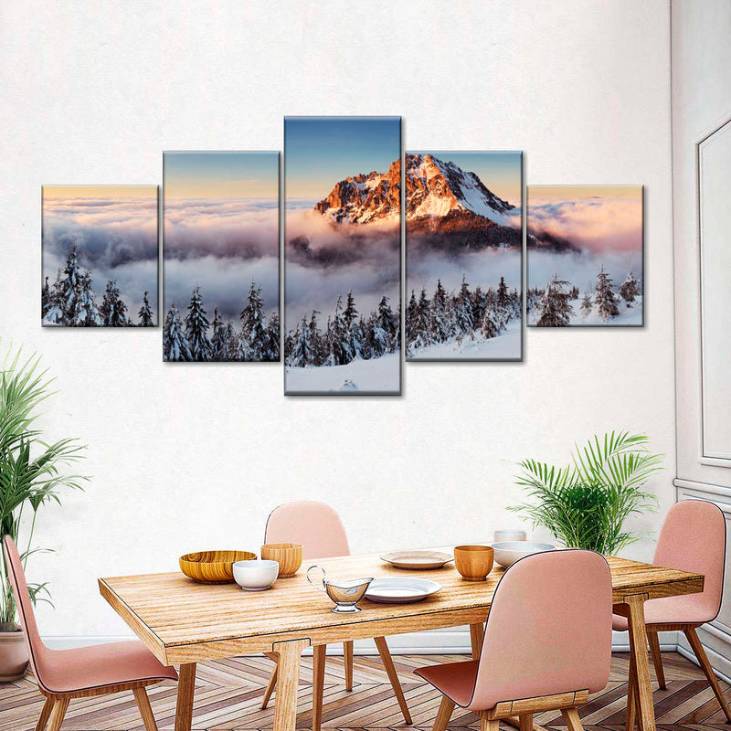 Snow Mountain Sunset Wall Art