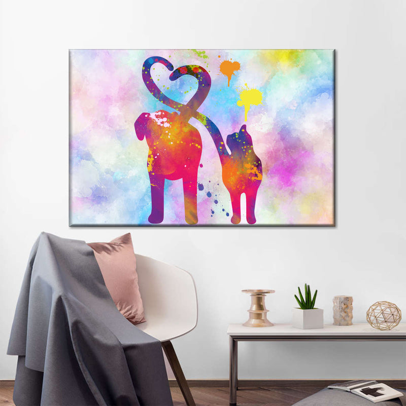 Cat And Dog Love Wall Art