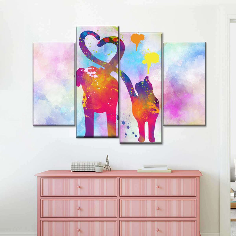 Cat And Dog Love Wall Art