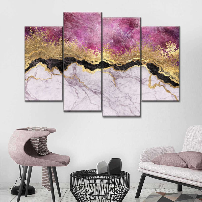 Pink And Gold Abstract Wall Art