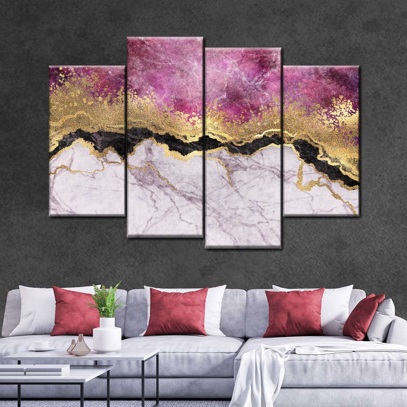 Pink And Gold Abstract Wall Art