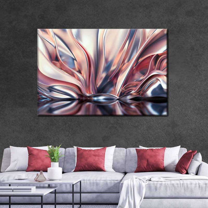 Pink And Silver Abstract Wall Art