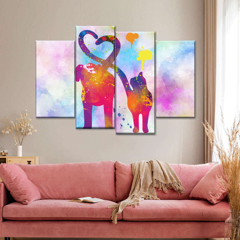 Cat And Dog Love Wall Art