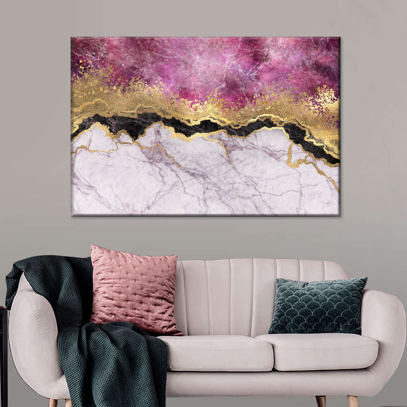 Pink And Gold Abstract Wall Art