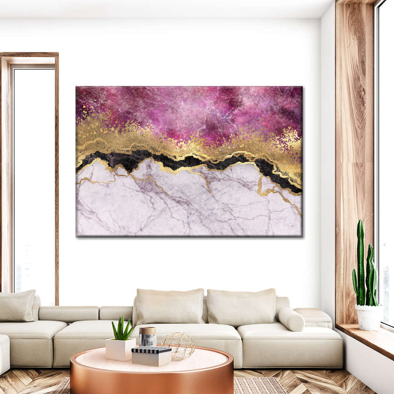 Pink And Gold Abstract Wall Art