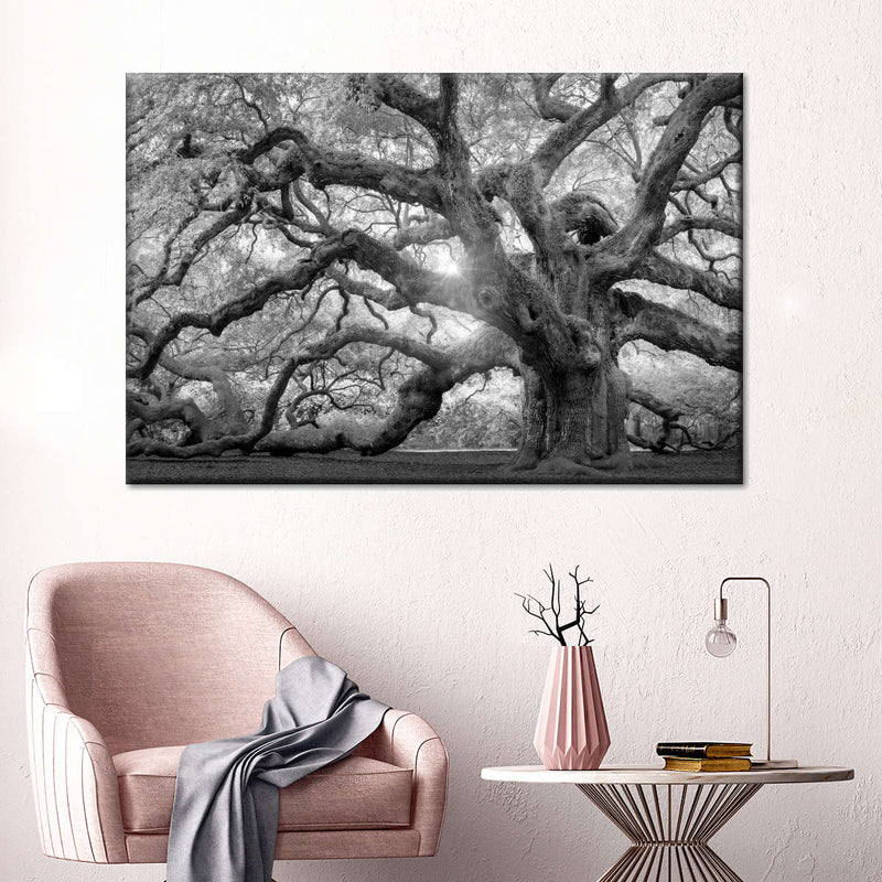 Monochrome Angel Oak Tree Wall Art