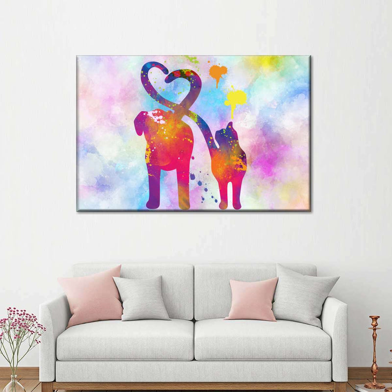 Cat And Dog Love Wall Art