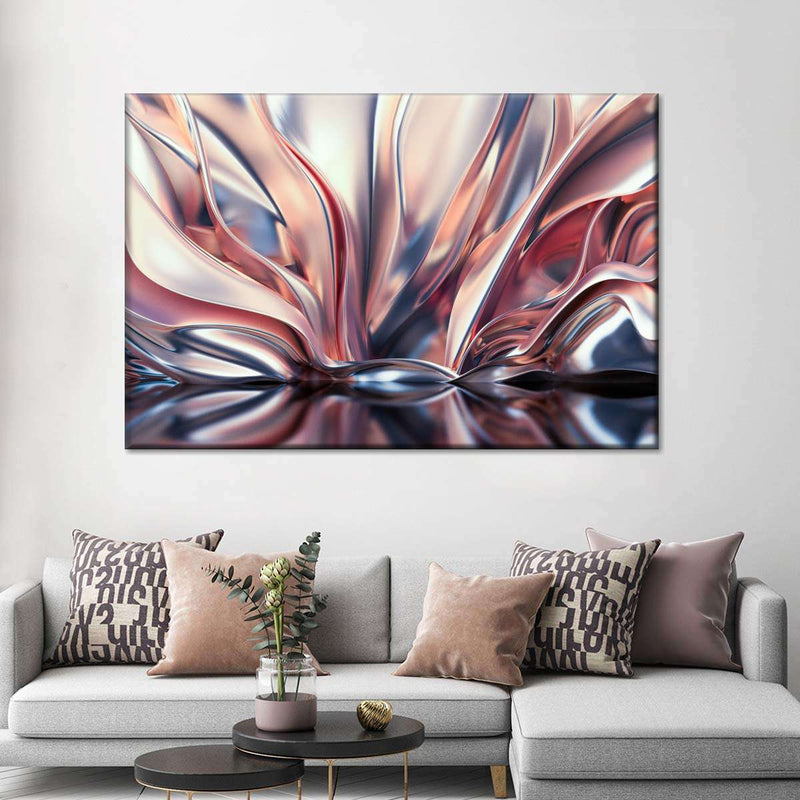 Pink And Silver Abstract Wall Art