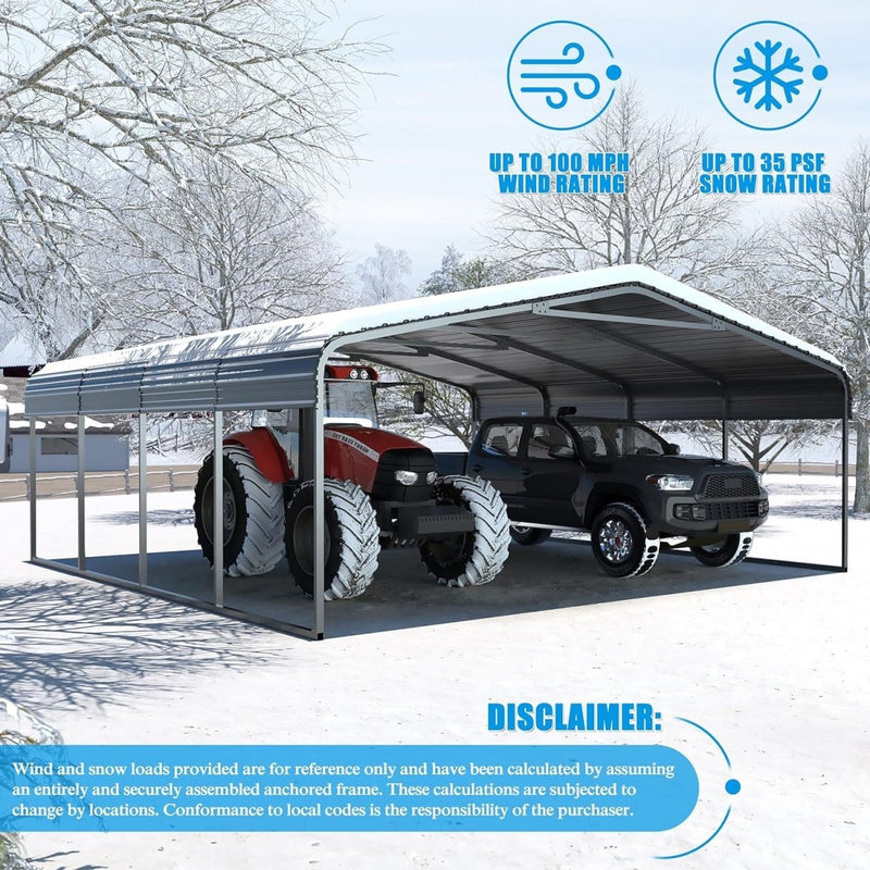 [20x20FT] MPT Extra Large Premium Heavy Duty Outdoor Metal Carport Shelter (SAK97425)