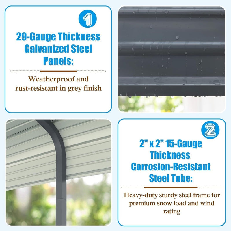 [20x20FT] MPT Extra Large Premium Heavy Duty Outdoor Metal Carport Shelter (SAK97425)