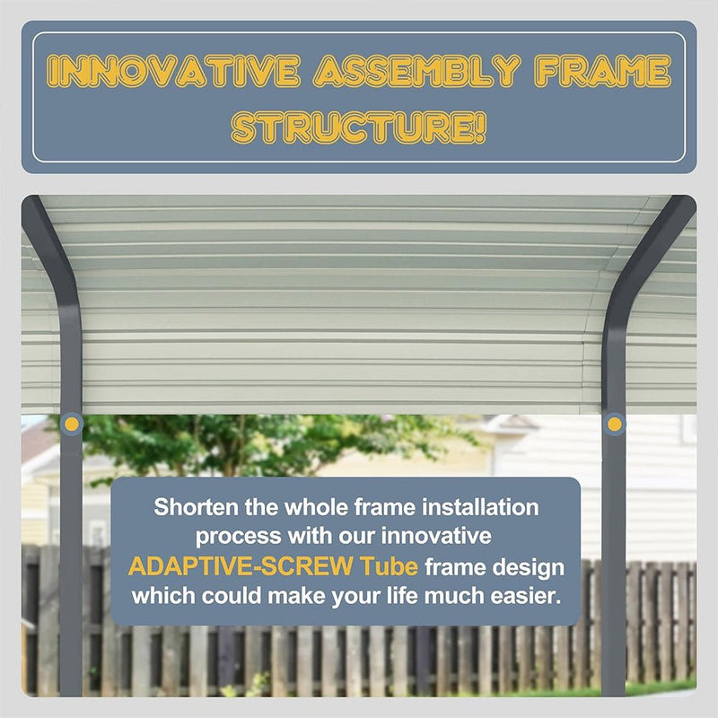 [12x20FT] MPT Premium Heavy Duty Outdoor Canopy Garage Shelter With Galvanized Metal Roof (SAK91523)