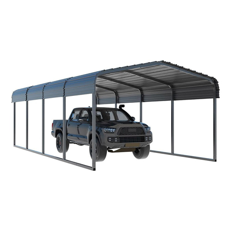 [12x20FT] MPT Premium Heavy Duty Outdoor Canopy Garage Shelter With Galvanized Metal Roof (SAK91523)