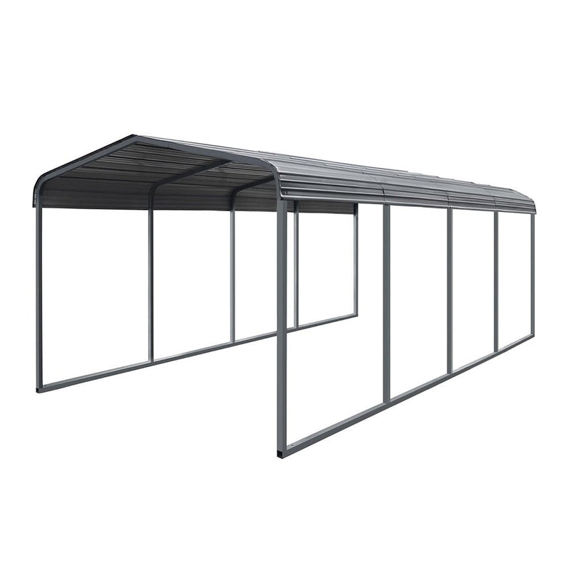 [12x20FT] MPT Premium Heavy Duty Outdoor Canopy Garage Shelter With Galvanized Metal Roof (SAK91523)