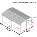 [12X20FT] Alora Premium Heavy-Duty Outdoor Canopy Garage Shelter With Galvanized Metal Roof (SAK91523)