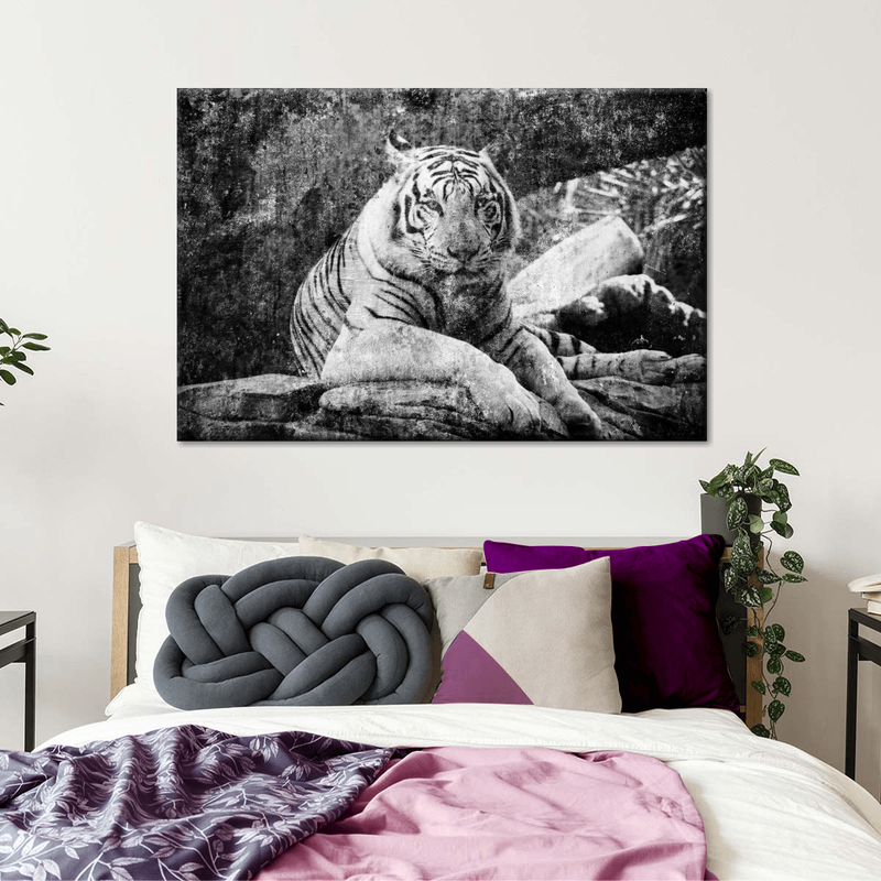 Textured White Tiger Wall Art