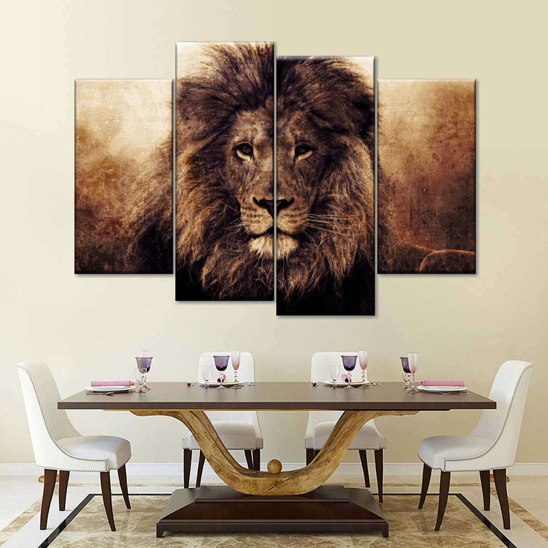 Grunge Lion Head Wall Art