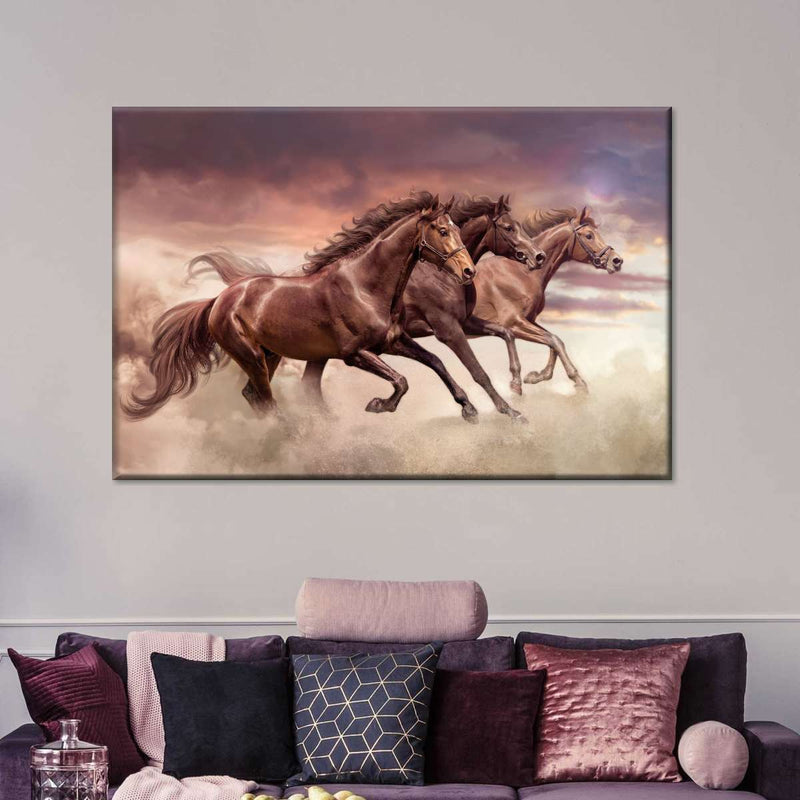 Three Running Horses Wall Art