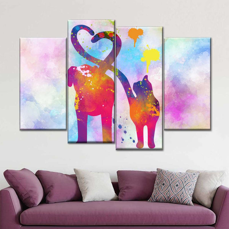 Cat And Dog Love Wall Art