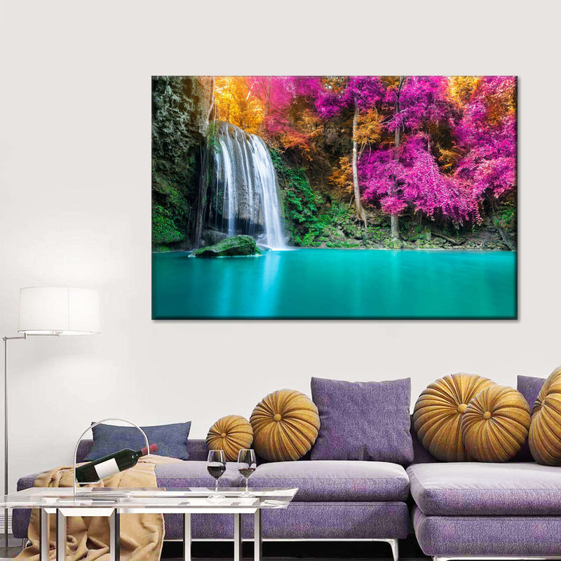 Erawan Waterfall Autumn Scene Wall Art