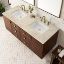 James Martin Amberly 60" Dual Mount Double Bathroom Vanity, Mid-Century Walnut