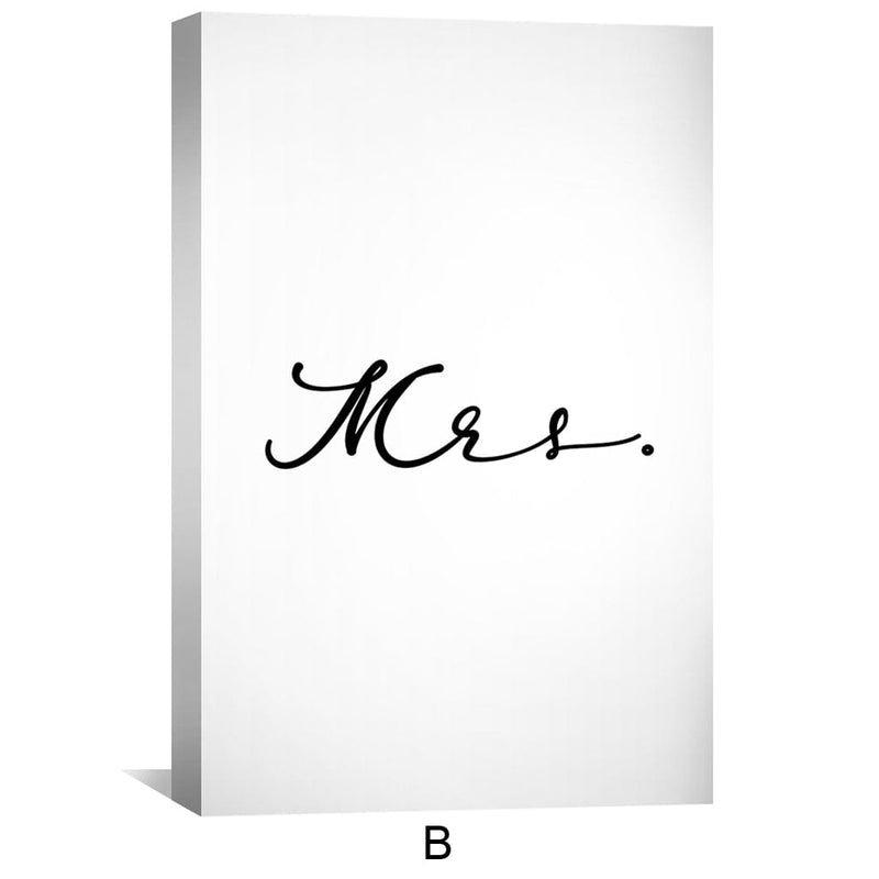 Mr and Mrs Black and White Canvas