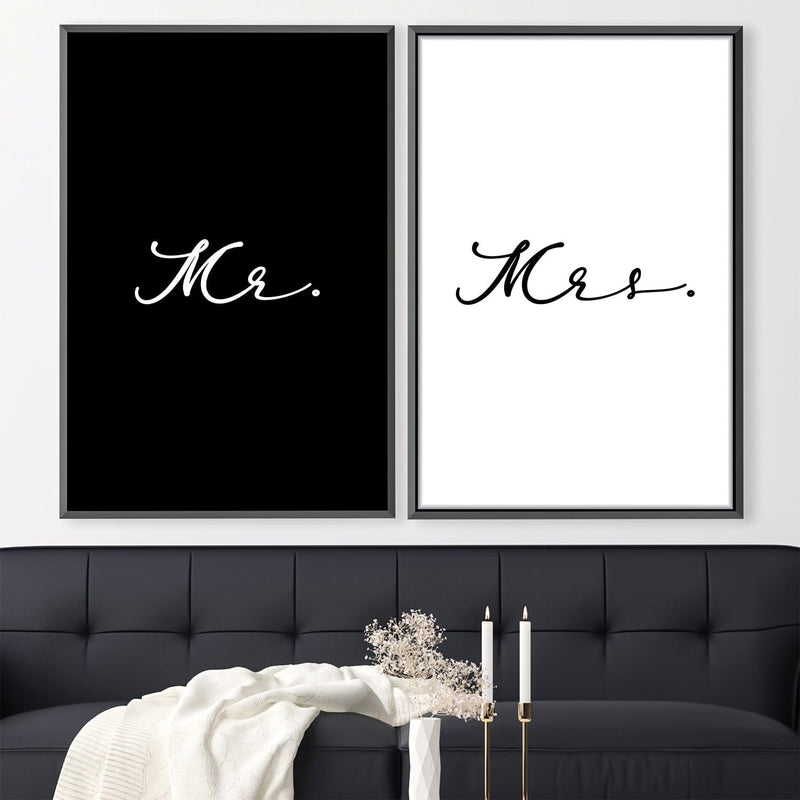 Mr and Mrs Black and White Canvas