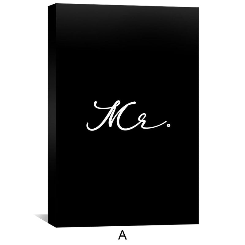 Mr and Mrs Black and White Canvas