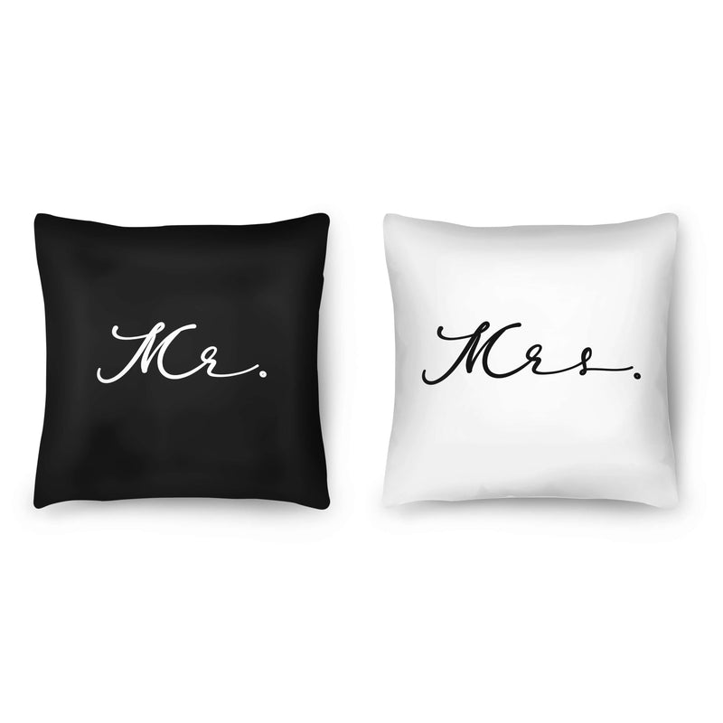 Mr and Mrs Black and White Cushion