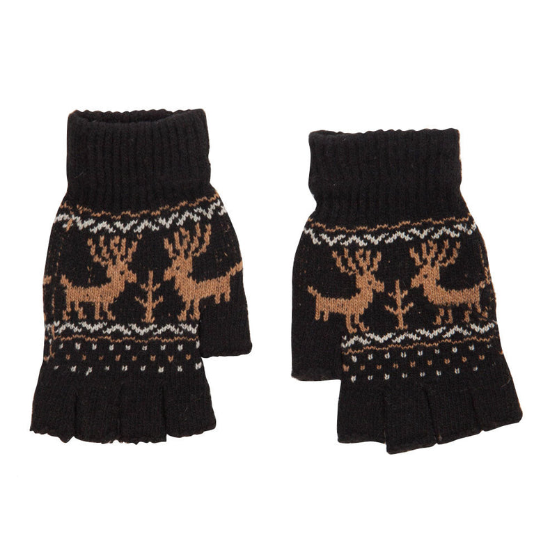 Men's Reindeer Design Fingerless Glove