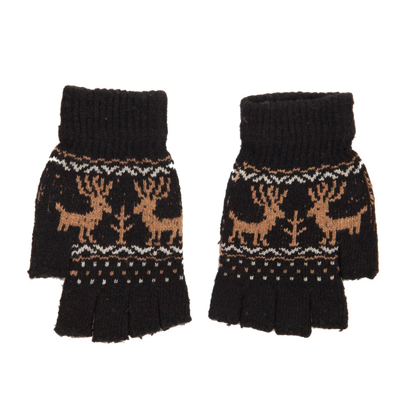Men's Reindeer Design Fingerless Glove