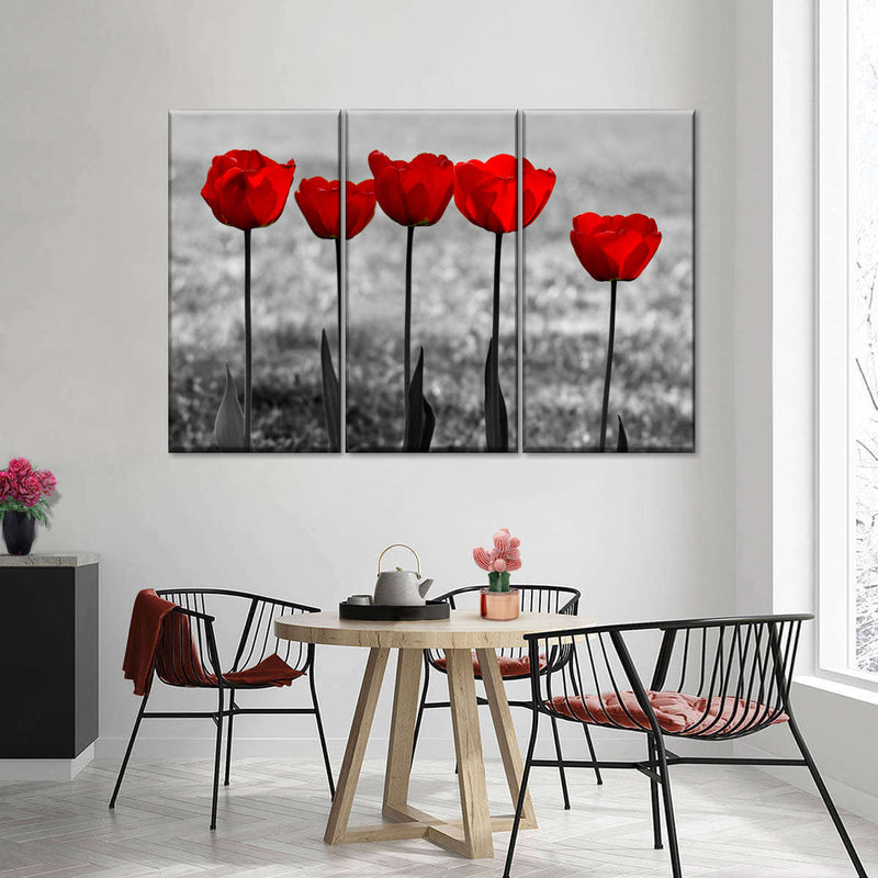 Five Red Tulips Wall Art