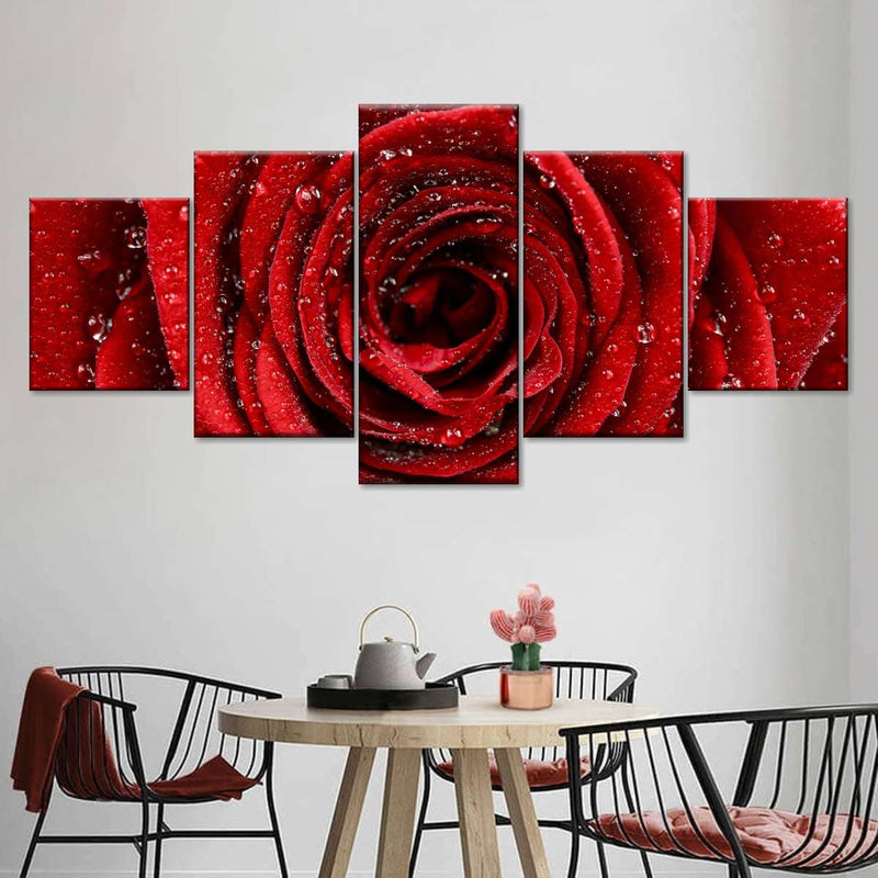 Damp Red Rose Wall Art