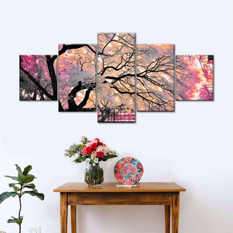 Pink Bloom Claw Trees Wall Art