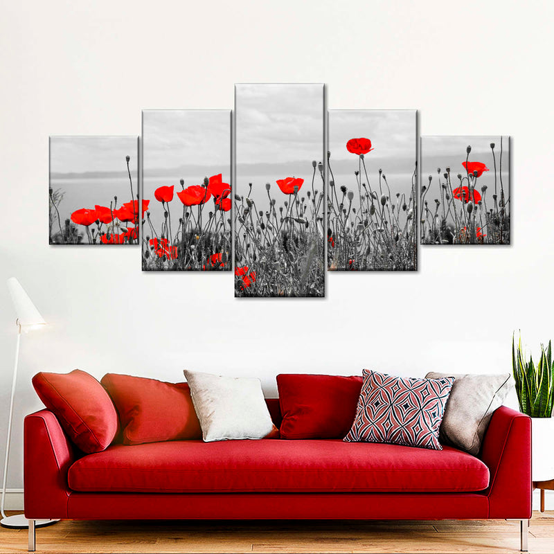 Red Poppy Field Pop Wall Art