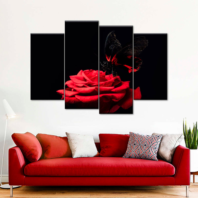 Butterfly Kissing The Rose Wall Art