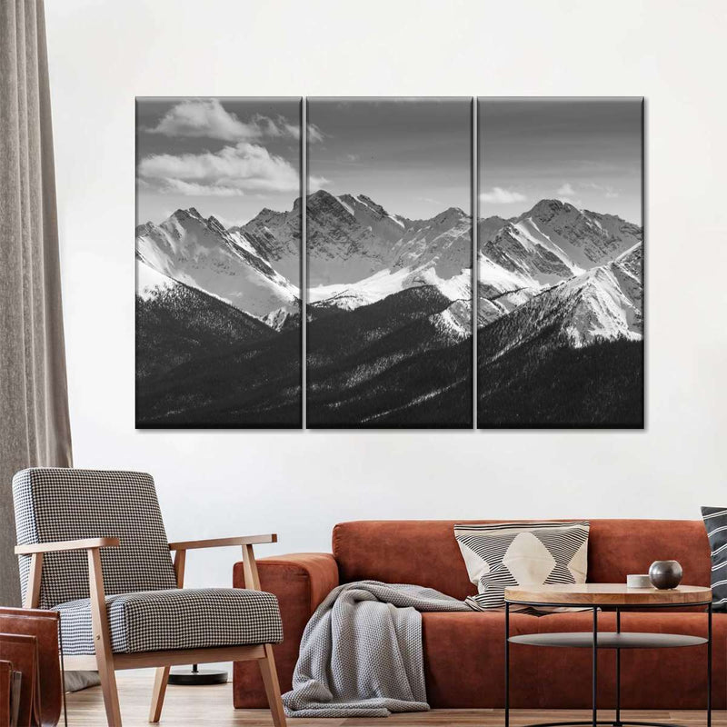 Monochrome Rocky Mountains Wall Art