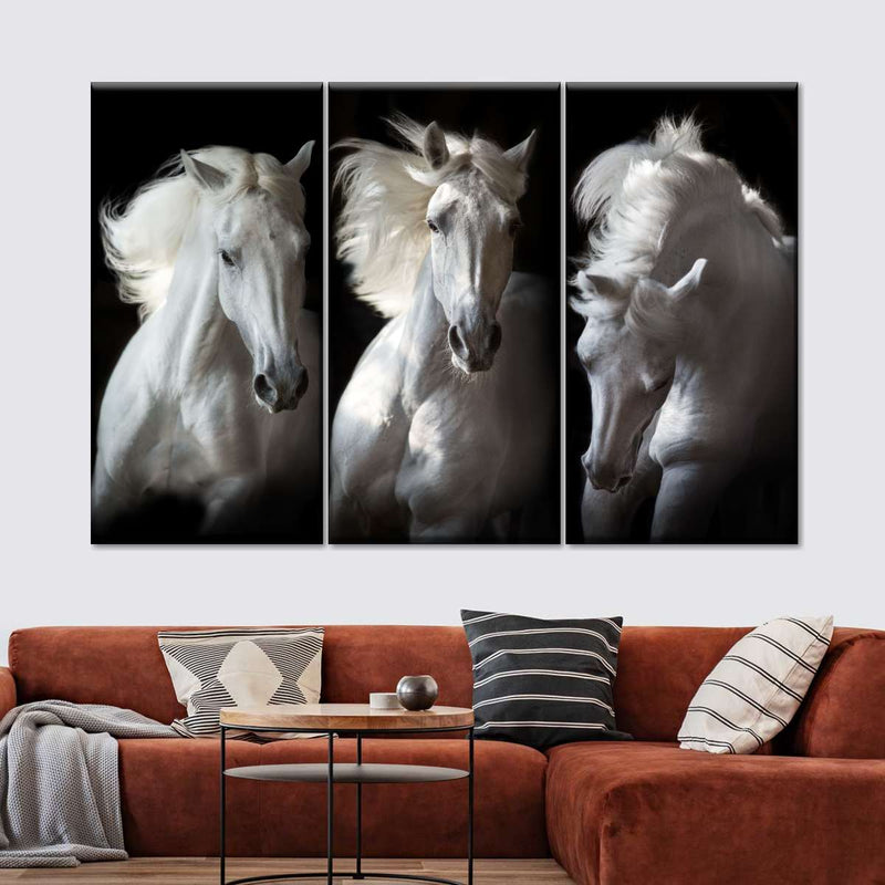 Three White Horses Wall Art