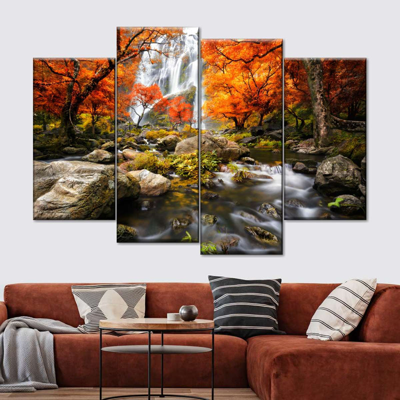 Stunning Autumn Waterfall Wall Art