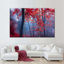 Foggy Red Maple Forest Wall Art