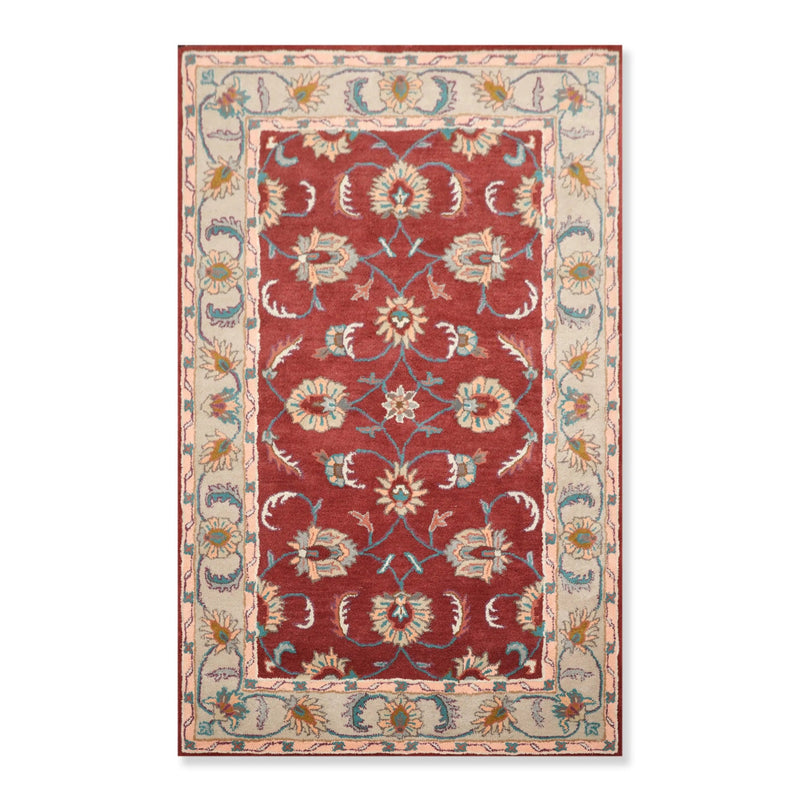 5' x 8' Handmade 100% Wool Traditional Oriental Area Rug Plum