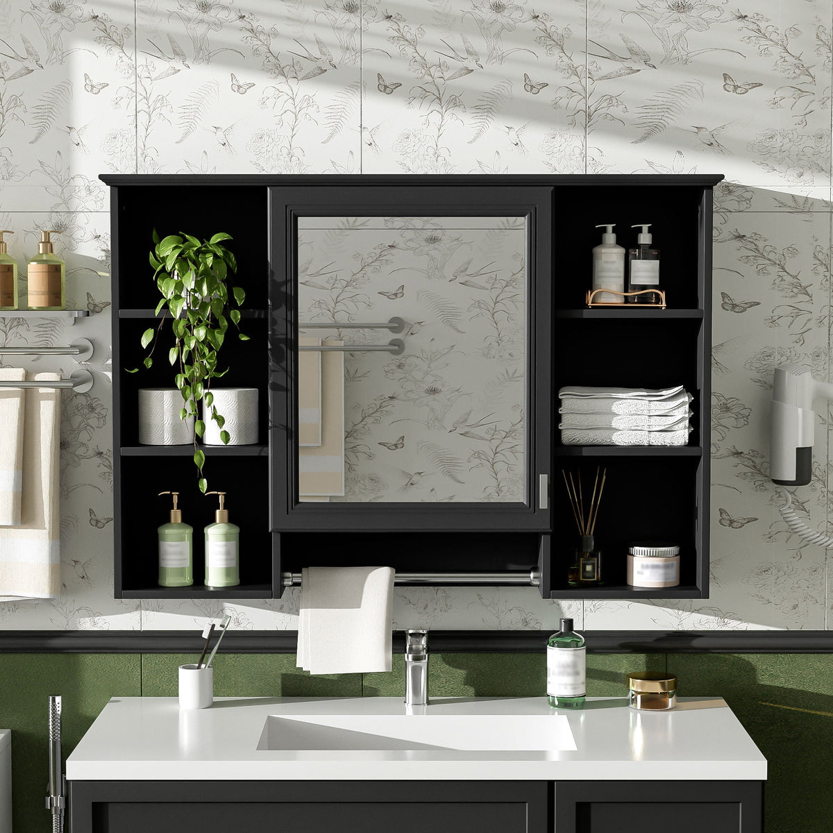 3 In 1 Modern Bathroom Mirror Cabinet With Adjustable Shelf, photo 3 of 8