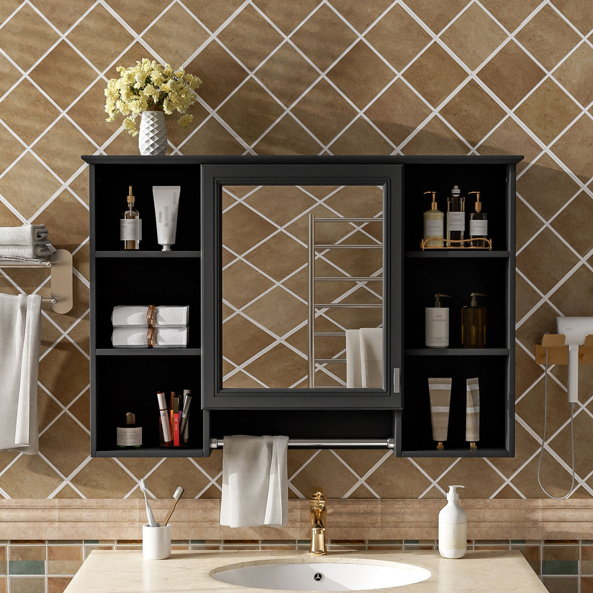 3 In 1 Modern Bathroom Mirror Cabinet With Adjustable Shelf, photo 4 of 8