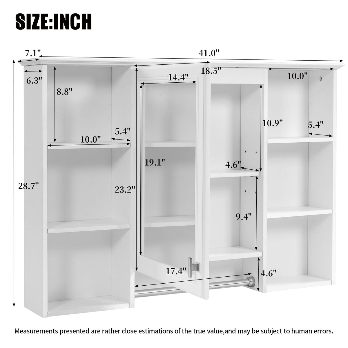 3 In 1 Modern Bathroom Mirror Cabinet With Adjustable Shelf, photo 6 of 8