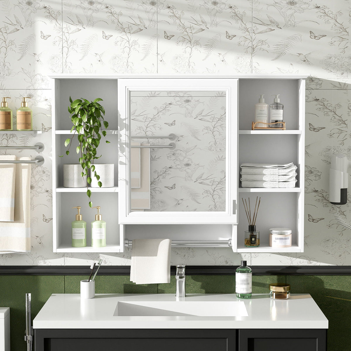 3 In 1 Modern Bathroom Mirror Cabinet With Adjustable Shelf, photo 7 of 8