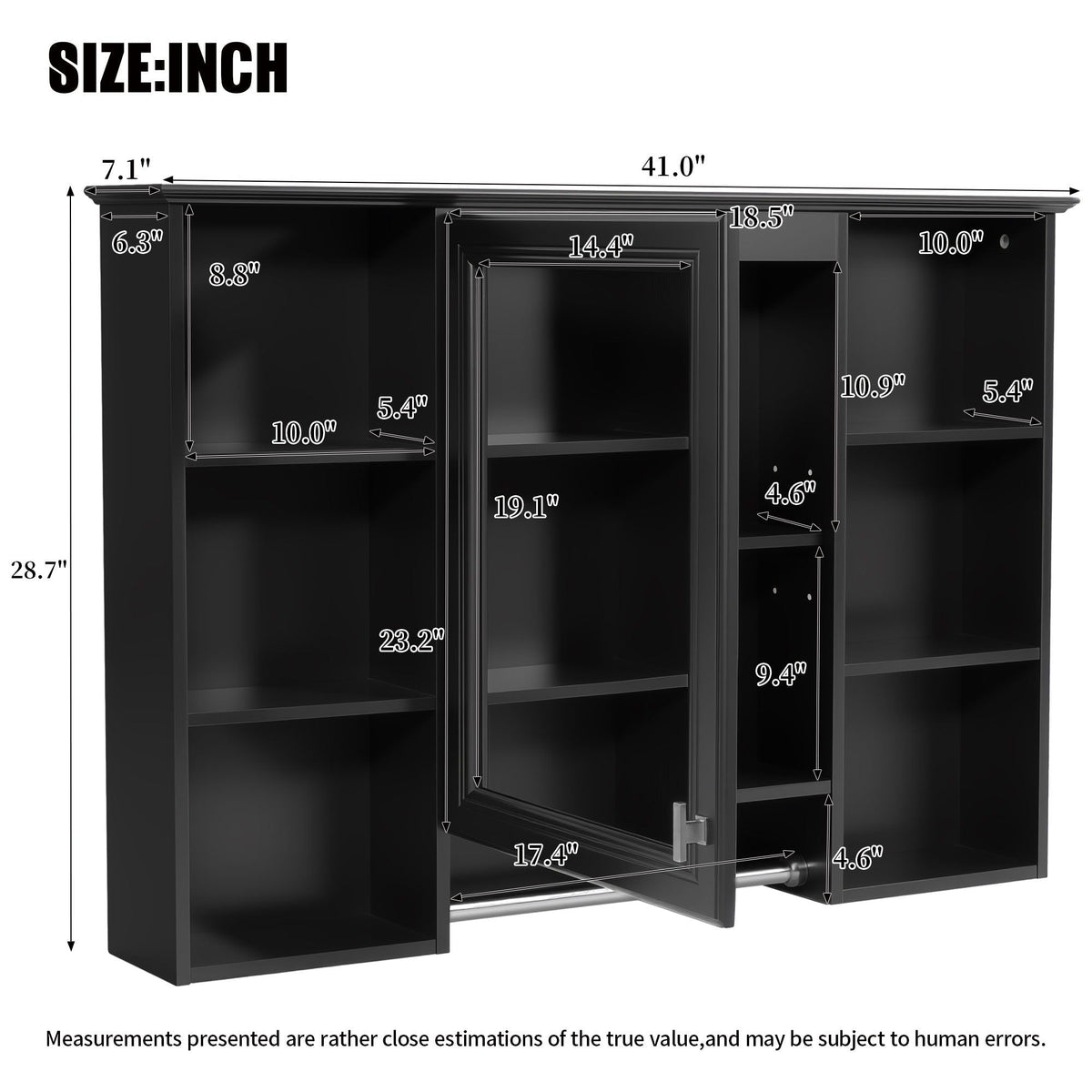 3 In 1 Modern Bathroom Mirror Cabinet With Adjustable Shelf, photo 8 of 8